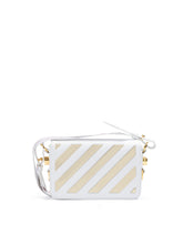 White/Gold Metallic Stripe Mini Crossbody Bag